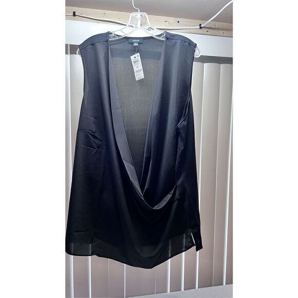 ALFANI BLACK SLEEVELESS WRAP BLOUSE WOMENS SIZE 3XL NEW P1-63 - Picture 3 of 11